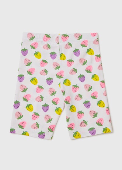 Girls White Strawberry Cycle Shorts (1-7yrs) - 1 to 1 half years