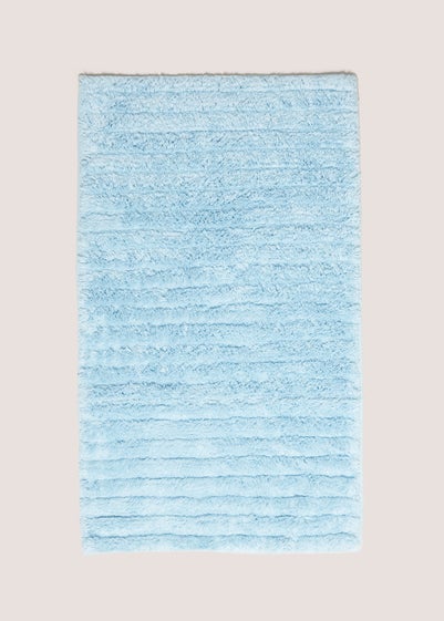 Blue Ribbed Cotton Bath Mat (40x25cm)