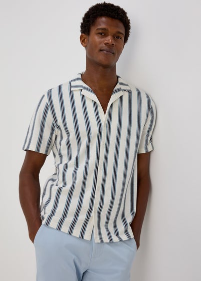 White Stripe Print Jersey Shirt