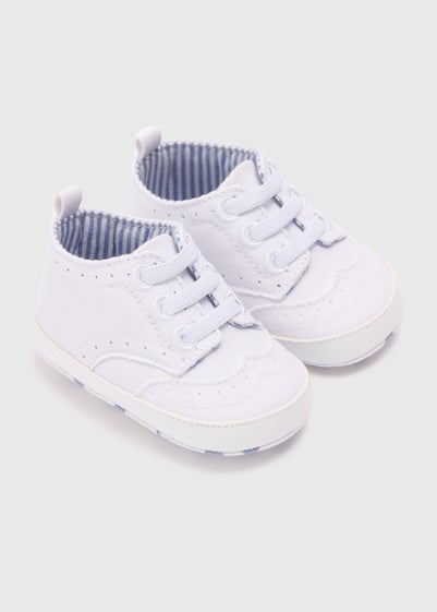 Baby White Canvas Brogue Trainers (Newborn-18mths)