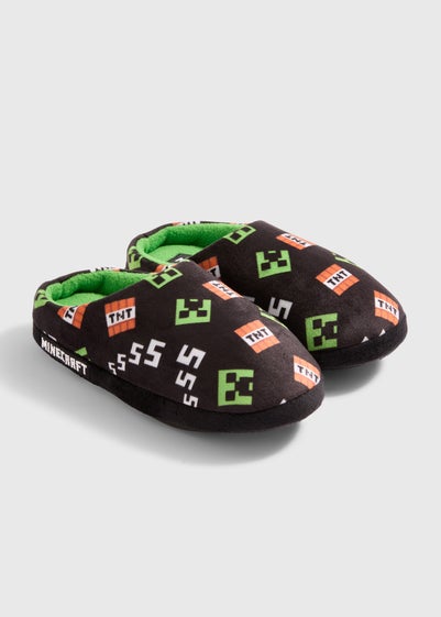 Kids Minecraft Black Slippers (Younger 10-Older 6)