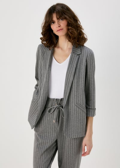 Et Vous Grey Pinstripe Ponte Blazer