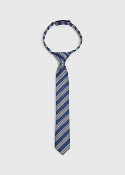 Boys Navy Stripe Strap-Fastening Tie (3-6yrs)