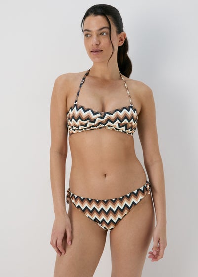 Mocha Chevron Twist Bikini Top