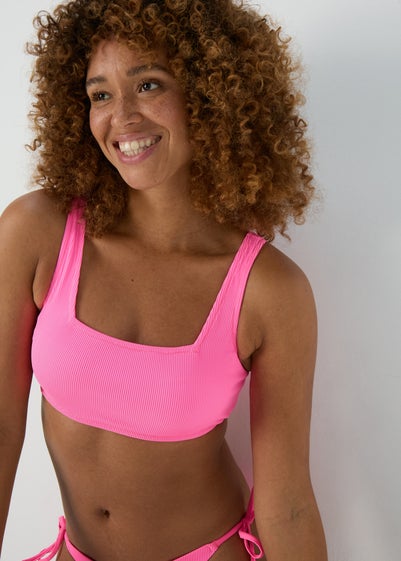 Pink Textured Crop Top