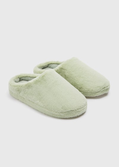 Green Solid Mule Slippers - Small