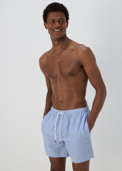 Blue Stripe Seersucker Swim Shorts