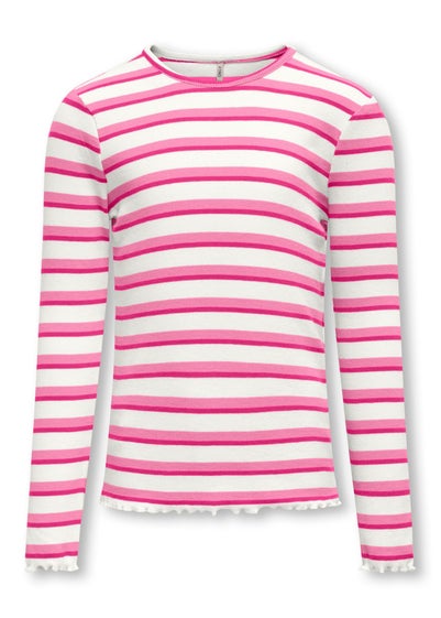 ONLY Girls Pink Stripe Long Sleeve Top (5-14yrs)