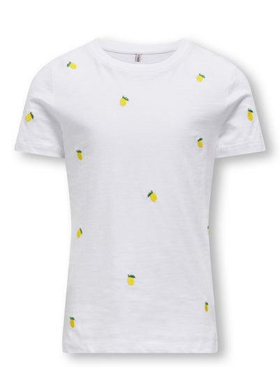 ONLY Girls White Kogketty O-Neck T-Shirt (5-14yrs)