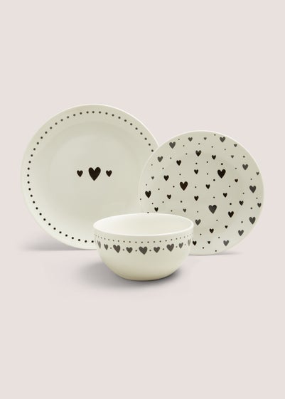 12 Piece Heart Dinner Set