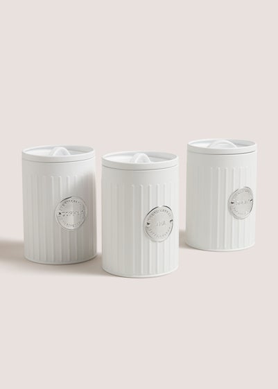 White Tea/Coffee/Sugar Jars Set (16cm x 11cm)