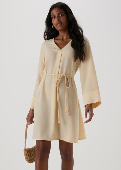 JDY Cream V Neck Belt Dress