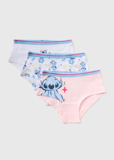 Disney 3 Pack Kids White Stitch Knickers (2-11yrs)