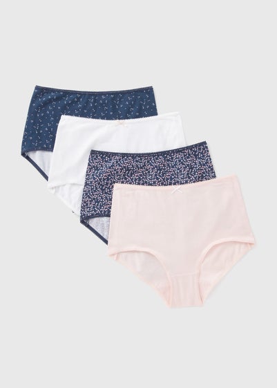 4 Pack Multicolour Daisy Print Full Knickers