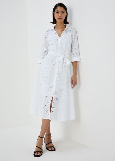 Et Vous White Shiffley 3/4 Sleeve Dress - Size 10