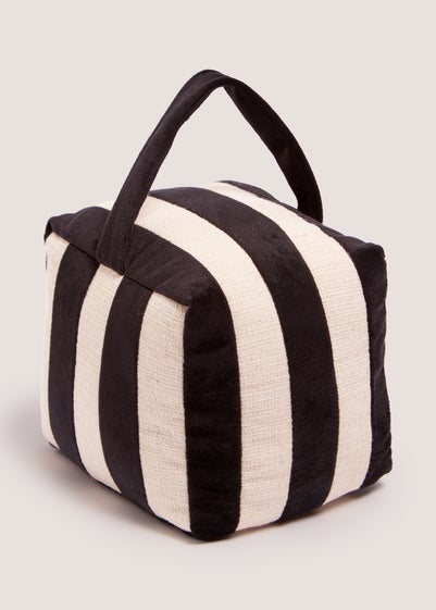 Black Stripe Velvet Door Stop Cube (15cm X 15cm)