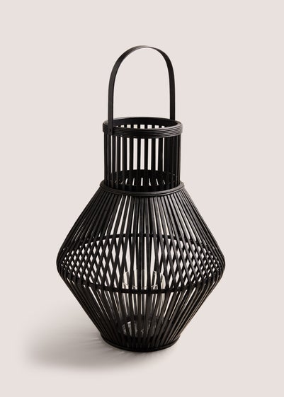 Black Rattan Lantern (70cm x 34cm x 34cm)