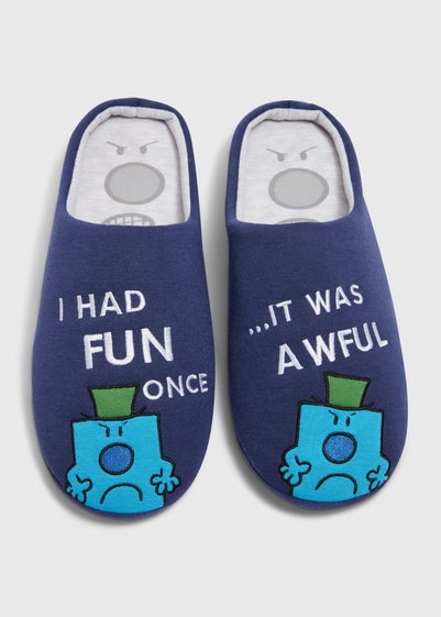 Mr Grumpy Navy Slippers