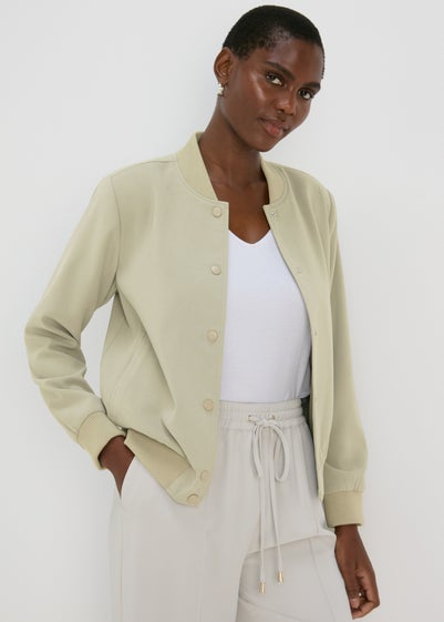 Et Vous Sage Crepe Bomber Jacket