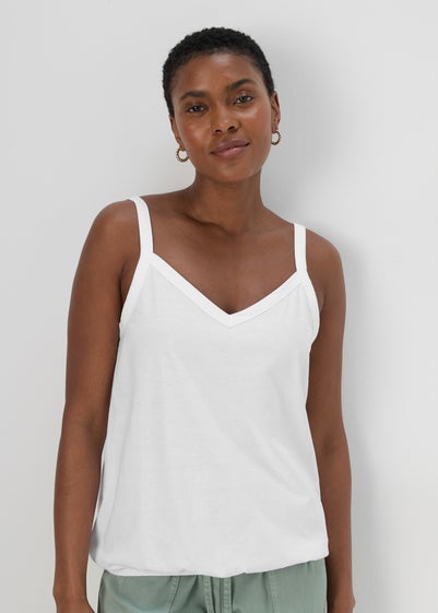 White Plain Frill Cami Top