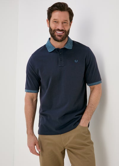 Lincoln Navy Pique Space Dye Polo Shirt