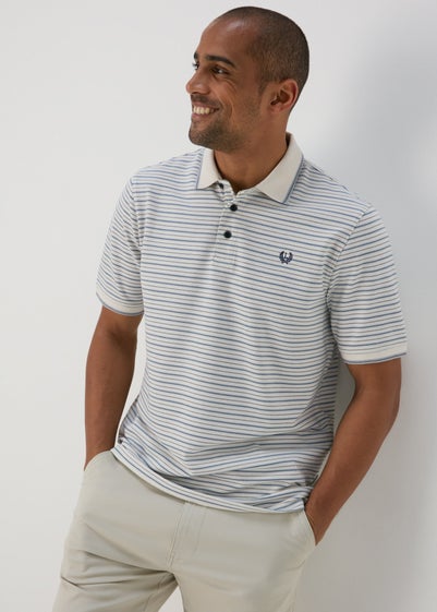 Lincoln Ecru Popcorn Stripe Polo Shirt