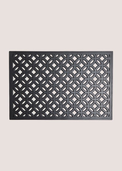Black Geo Design Rubber Doormat (59cm x 39cm)