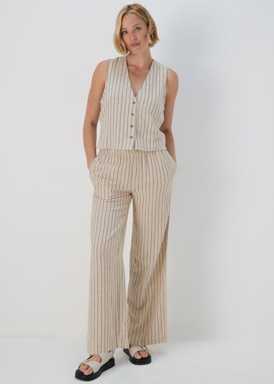 Stone Stripe Wide Leg Trousers