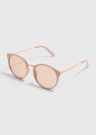 Nude Classic Round Lens Metal Nose Sunglasses