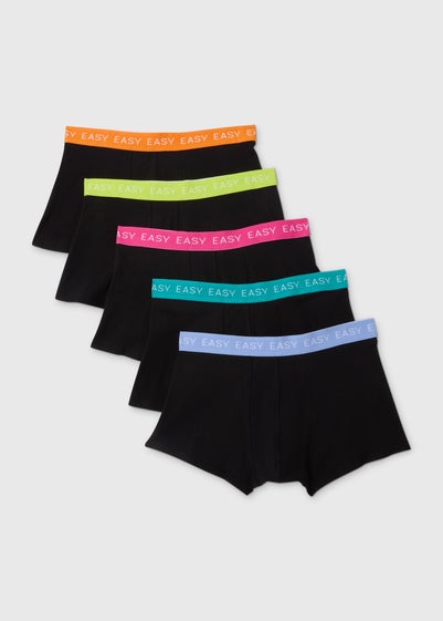 5PK Hipster Bright Waistband Black