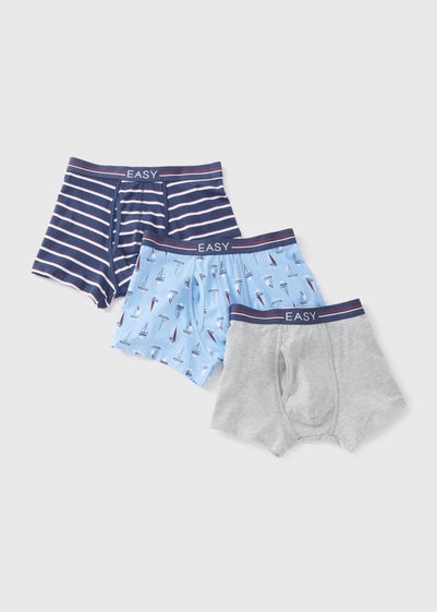 3 Pack Blue Nautical Keyhole Boxers