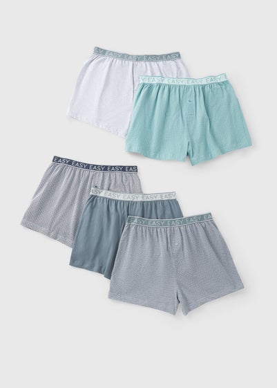 5 Pack Teal Loose Fit Circle Boxers