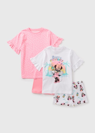 Disney 2 Pack Kids Minnie Mouse Top & Shorts Pyjama Set (5-12yrs)