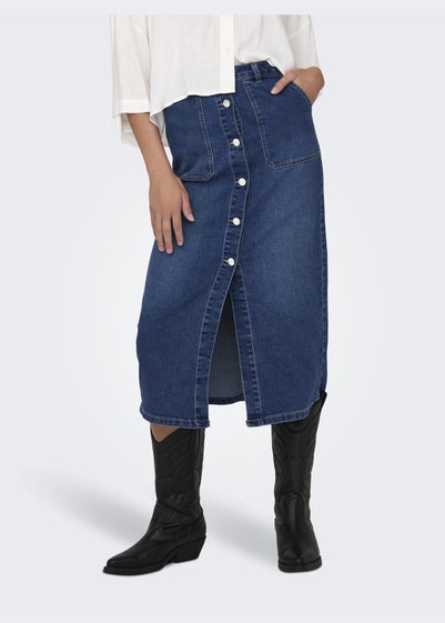 JDY Blue Button Denim Skirt