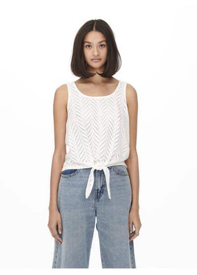 JDY White Carla Cathinka Knot Top