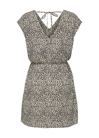 JDY Cream Leopard Print Olivia Neck Dress