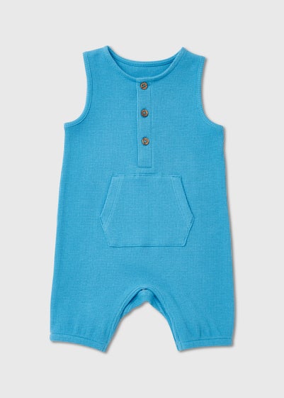 Baby Blue Waffle Romper (Newborn-18mths)