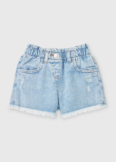 Girls Mid Wash Crochet Patch Denim Shorts (1-7yrs)