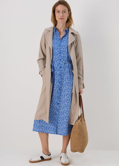 Blue Ditsy Viscose Shirt Dress