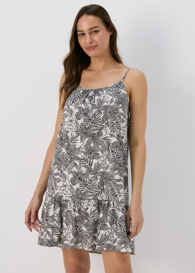 Beige Abstract Print Viscose Cami Mini Dress