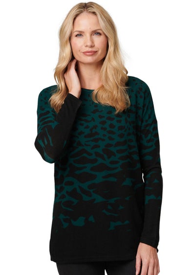 Izabel London Green Printed Long Sleeve Jumper