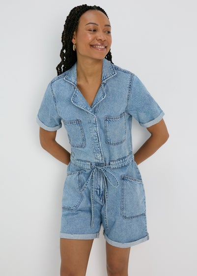 Mid Wash Denim Playsuit