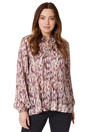 Izabel London Pink Printed Tie Neck Blouse