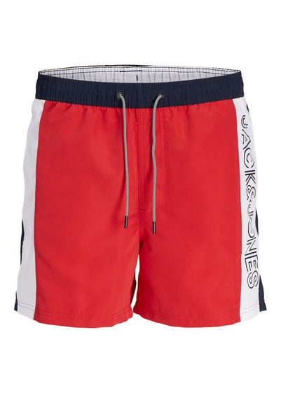 Jack & Jones Boys Red Colour Block Fiji Swim Shorts (8-16yrs)