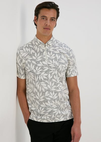 Ecru Leaf Polo Shirt