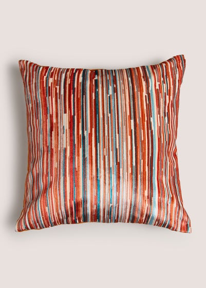 Rust Velvet Stripe Cushion  (43x43cm)