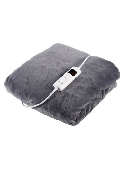 Carmen Fleece Luxury Electric Heated Throw and Over Blanket Grey