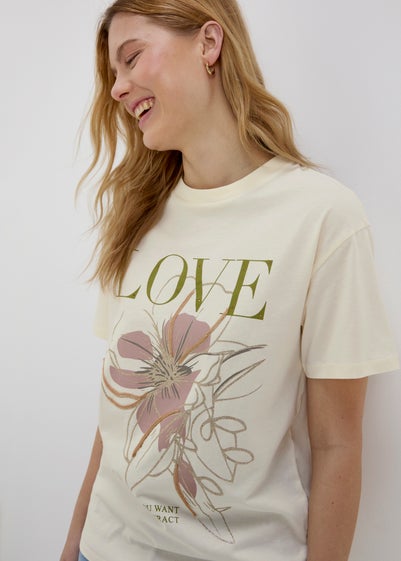 White Flower Print T-Shirt - Small