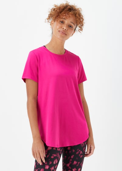 Souluxe Pink Longline Sports T-Shirt - Small