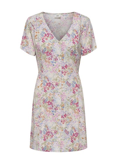 JDY Multicolour Leaf V Neck Tea Dress